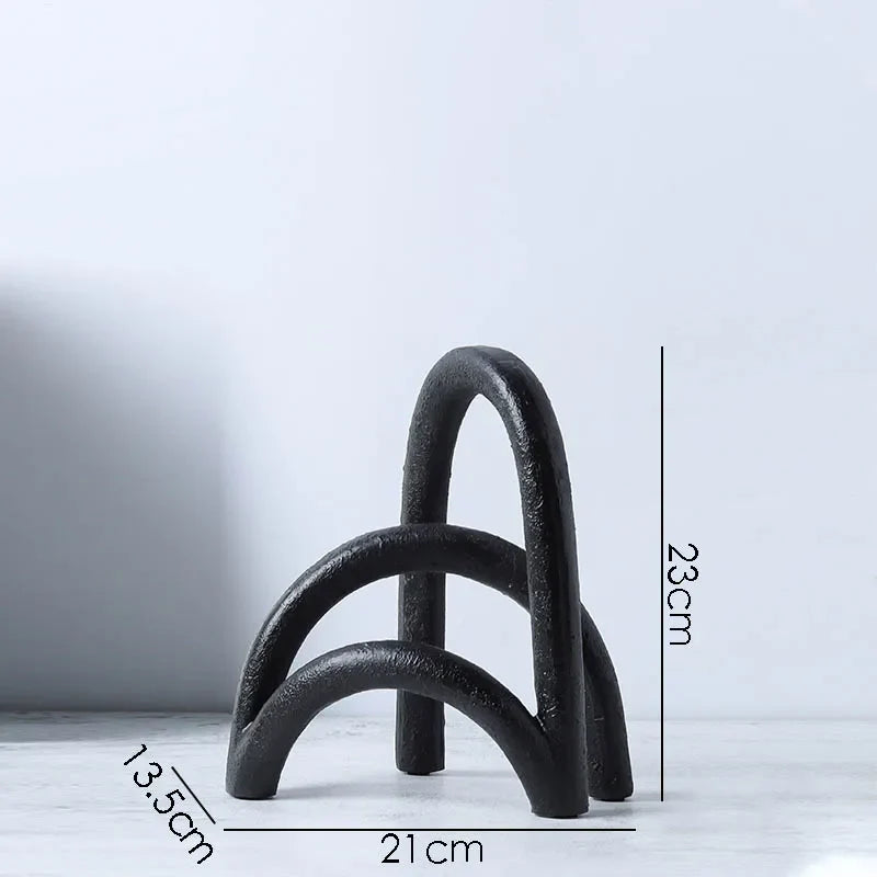 Geometric Arch Shaped Resin Ornaments Desktop Black and White Handicraft Modern Home Decoration