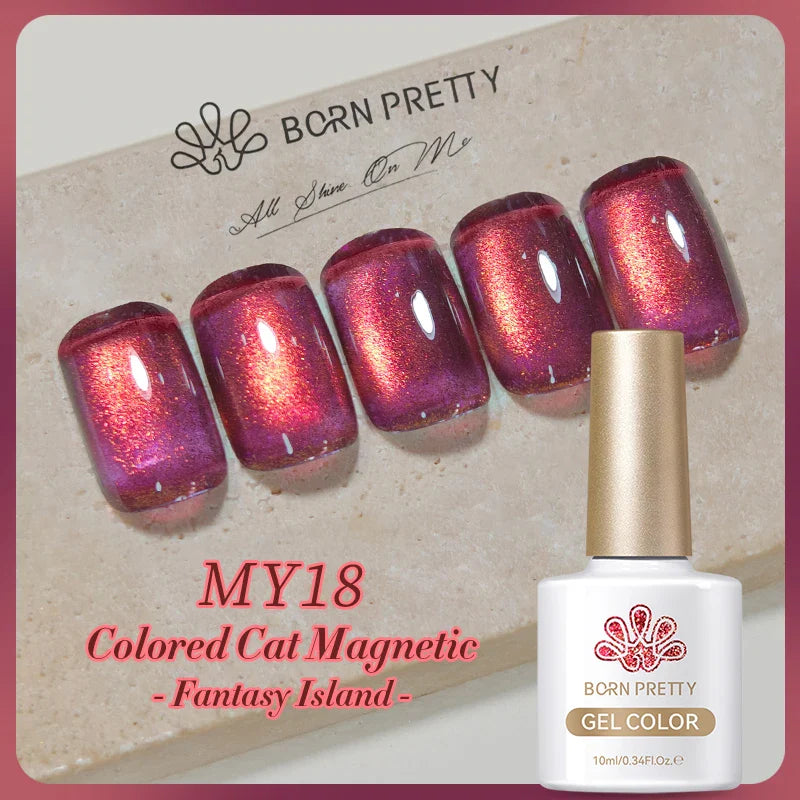 10ml Leopard Cat Magnetic Eye Gel Nail Polish Autumn Night Coffee Brown Glass Beads Soak Off UV LED Manicure Nail Ar