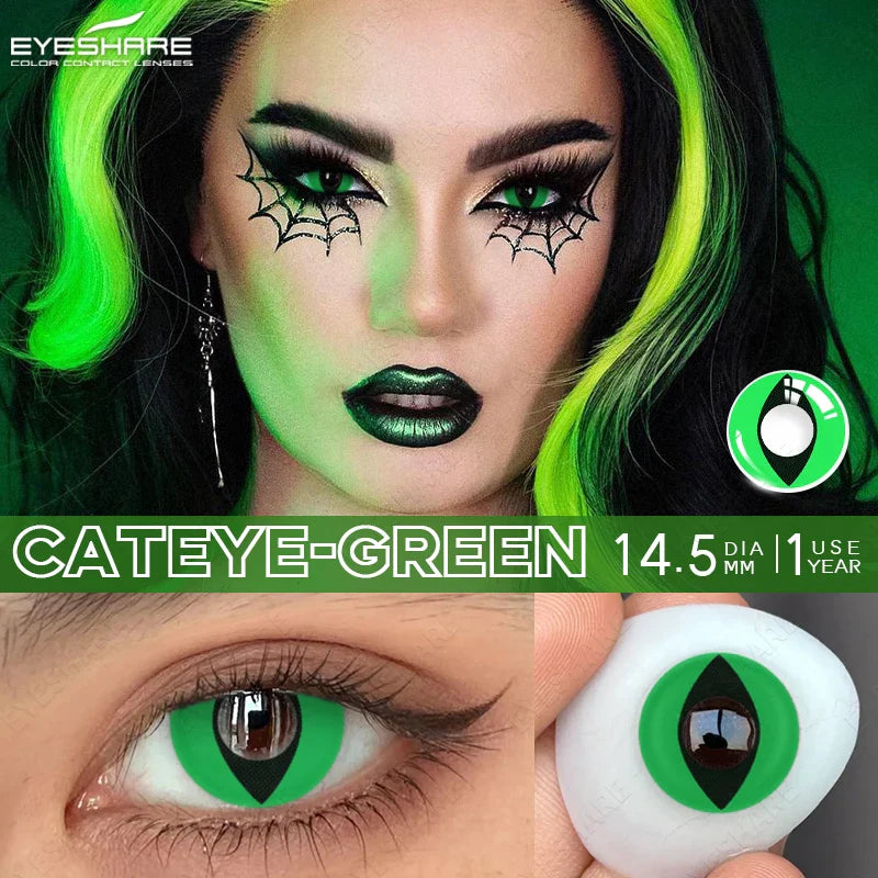 1 Pair Cosplay Contact Lenses For Eyes Beauty Pupils Crazy Halloween Colored Contact Lens Fashion White Cat Eye Soft Lense