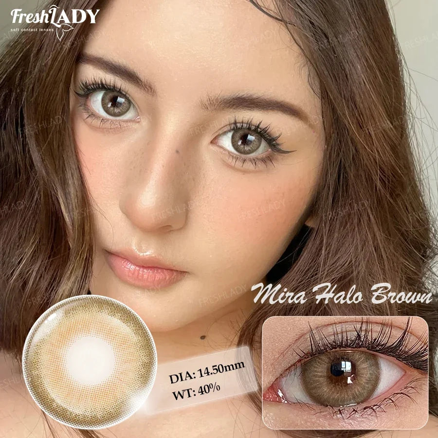 1 Pair Colored Contact Lenses Natural Brown Pupils Eyes Contact lenses Gray Soft Contacts 14.50mm