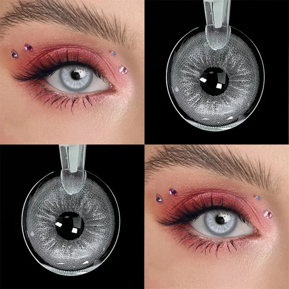 Contacts Colored Contact Lenses Lens Cosmetic Natural Brown 2Pcs 12 Months 1 Year Yearly Use