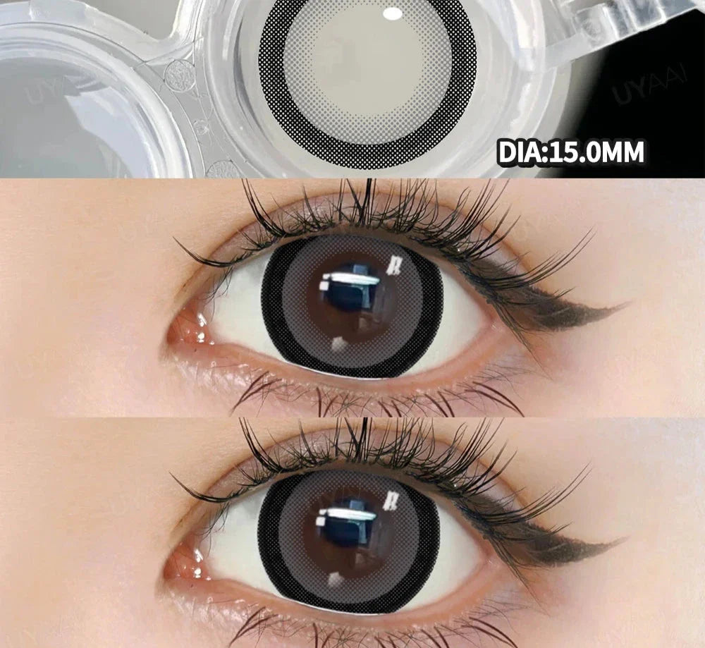 15mm Big Eye Black Lenses Korean Fashion Lenses Brown Colorcon Colored Lenses with Diopters Degree Gray Lenses
