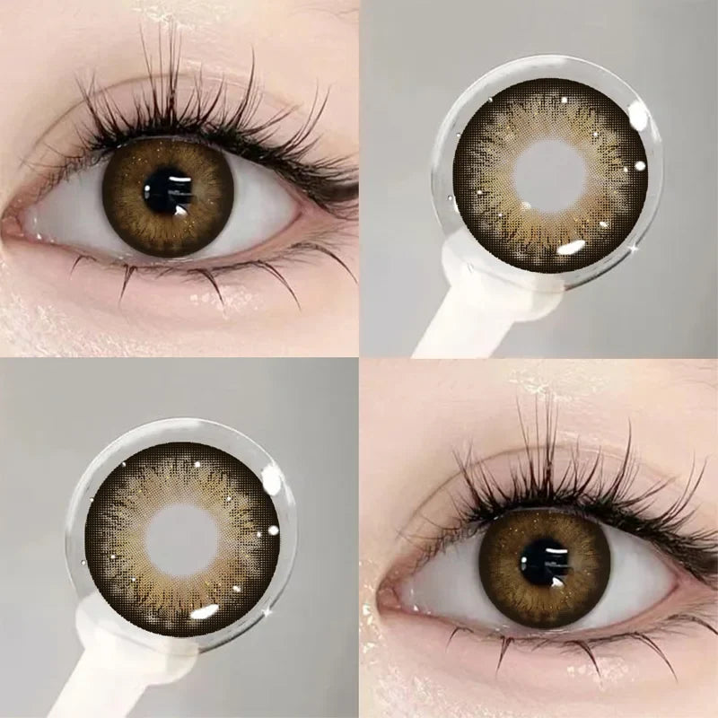 1Pair Natural Myopia Color Contact Lenses Beauty Eyes Brown Pupils High Quality Yearly Use Lenses Contact Cosmetics