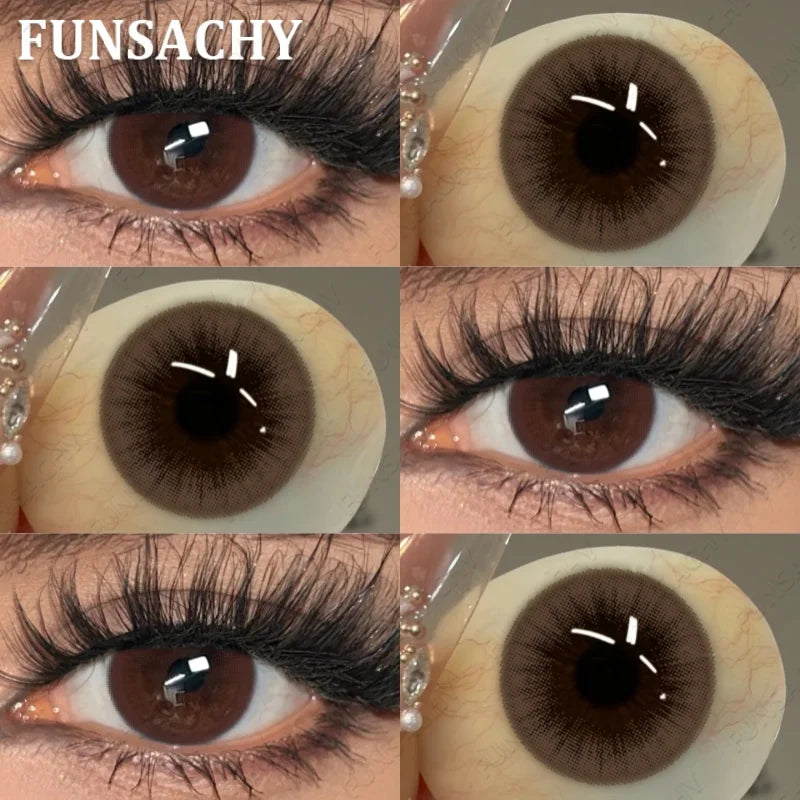 1 Pair Brown Color Contact Lenses Natural Eye Contacts Blue Colored Soft Lens Yearly Use Women Makeup Cosmetic Lenses