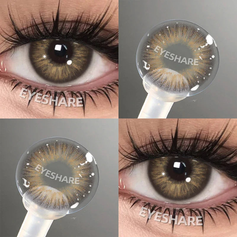 0~-6.00 Myopia Black Colored Contact Lenses with Prescription Brown Lenses with Degree Pupils Lens Fashion Yearly