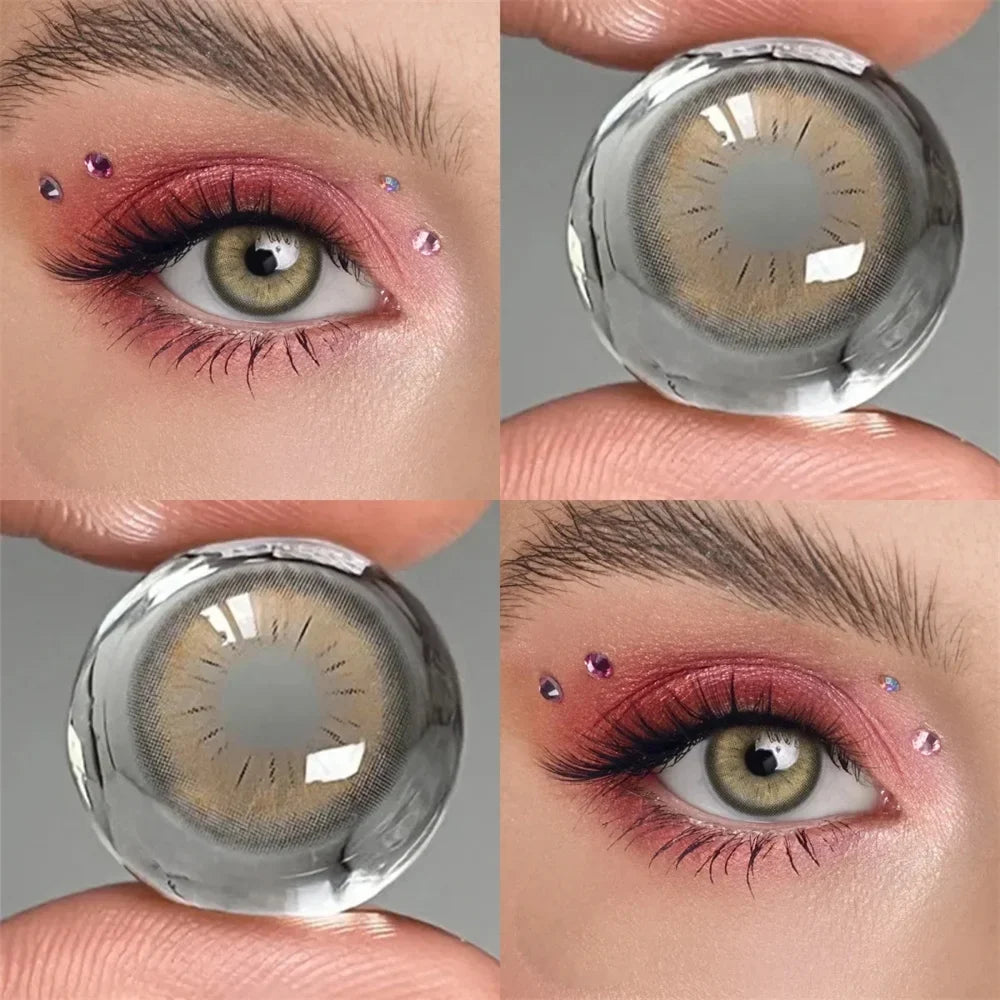 Contacts Colored Contact Lenses Lens Cosmetic Natural Brown 2Pcs 12 Months 1 Year Yearly Use