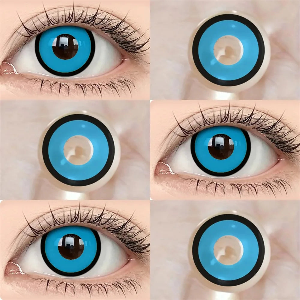 Eye Eyes Color Contacts Colored Contact Lenses Lens Small Pupil Enlarging Cosplay Blue Soft 2Pcs 1 Year Use