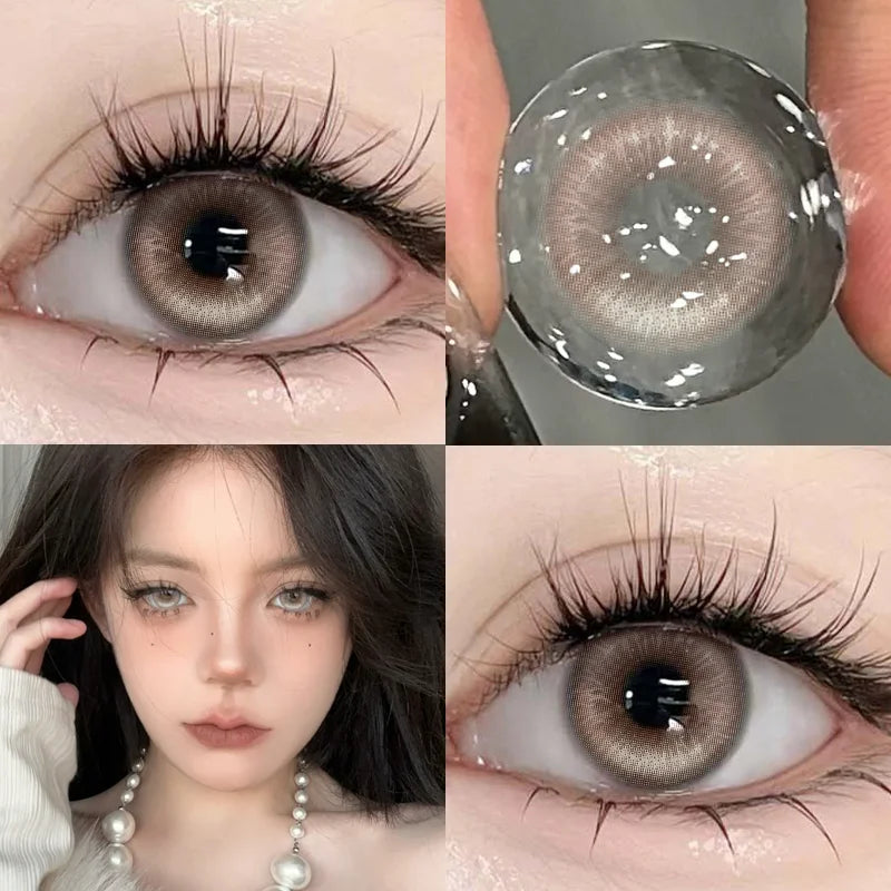 1 Pair Brown Eye Lenses Korean Natural Lenses Color Contact Lenses Eyes with Degree Black Beautiful Pupil Fast Shipping
