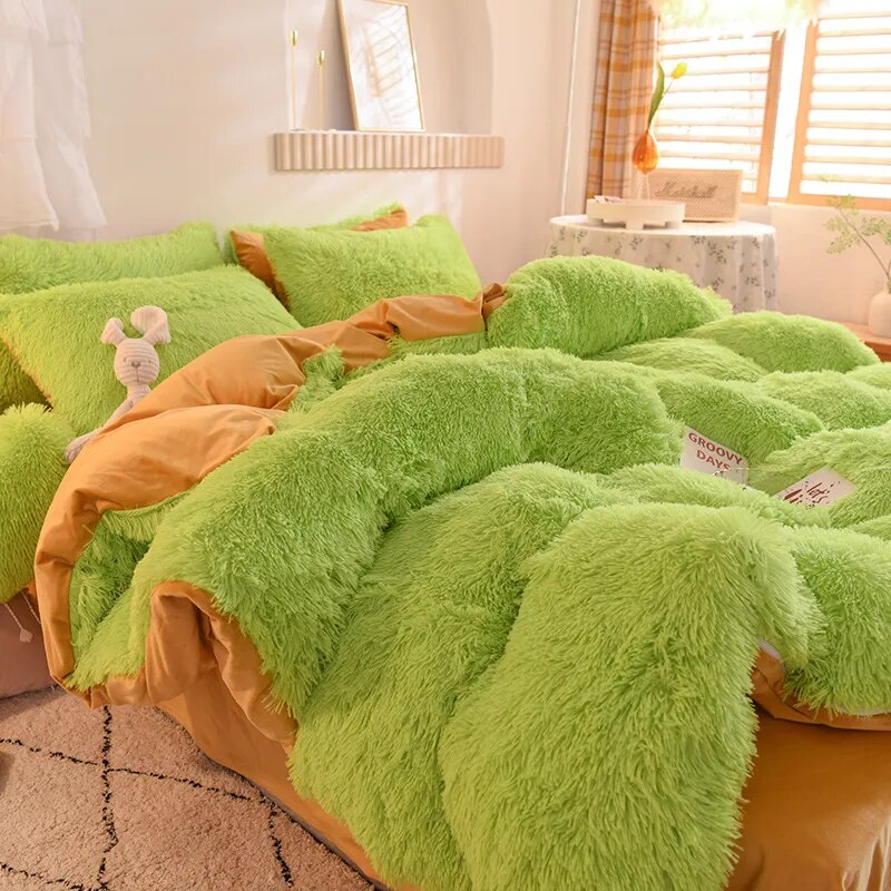 Warm Furry Duvet Cover Queen Soft Comfortable Long Plush Quilt Cover 220x240cm Warmth Blanket Comforers Covers Only Duvet Cover