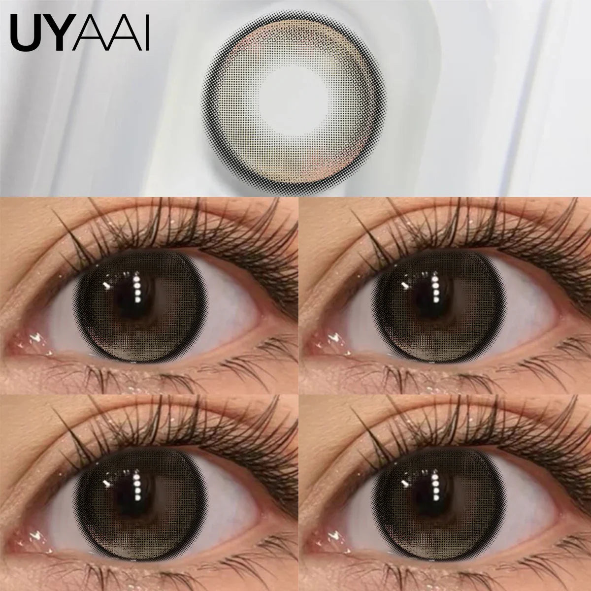 Black Hydrogel Circle Lenses for Dolly Eye Effect, 14.5mm Diameter for Big Sparkling Eyes, Hydrating & Age-Diminishing