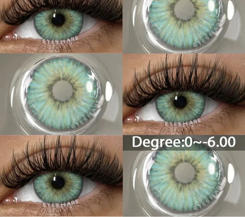 1 Pair Natural Colored Contact Lenses with Prescription Myopia Lenses Green Contacts Fashion Brown Lenses Gray Pupils