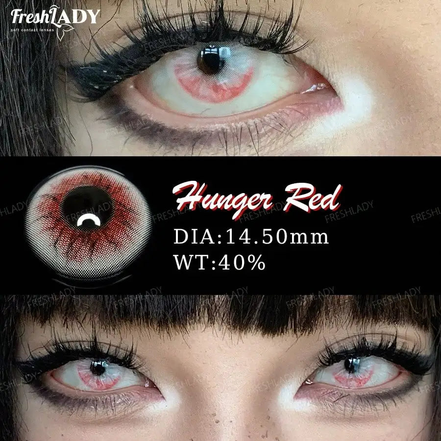 1 Pair Cosplay Color Contact Lenses Crazy Red Anime Contact Lenses For Halloween Role Play Party Cosmetic Holidays