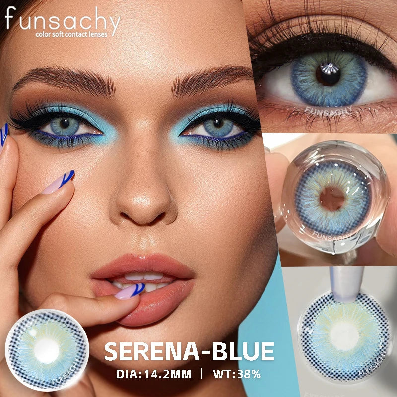 1 Pair Colored Contact Lenses with Case Lenses Beauty Pupils Green Contacts Circle Lens Natural Korean Softlens Yearly