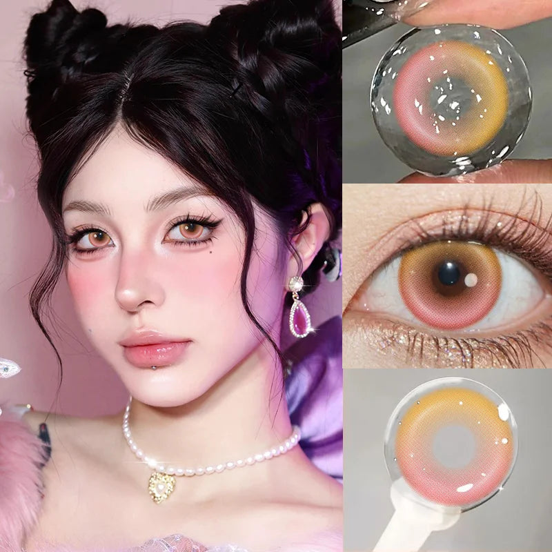 1 Pair New Colored Contacts Lenses Fashion Blue Lense - 0.00 To - 8.00 Diopter Lenses High Quality Cute Beautiful Pupils