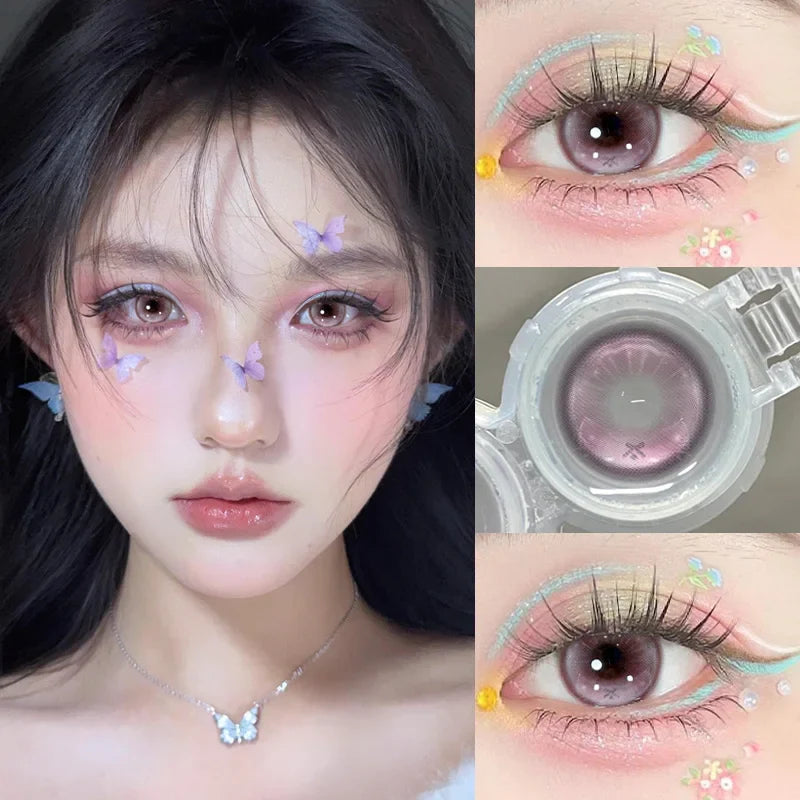 2 pcs New 0~-8.00 Myopia Lenses Brown Natural Color Contact Lenses for Eyes with Degree Korean Student Pink Beauty Pupil