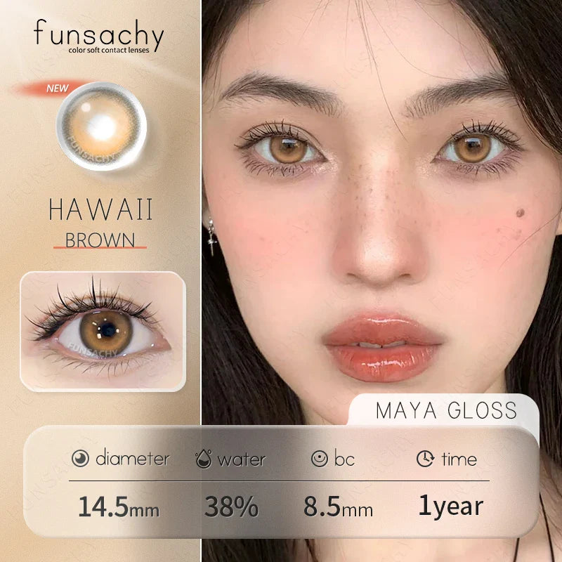1Pair Natural Brown Contact Lenses for Eyes Colored Lenses Gray Pupils Big Eye Lenses Fashion Beauty Contacts Yearly
