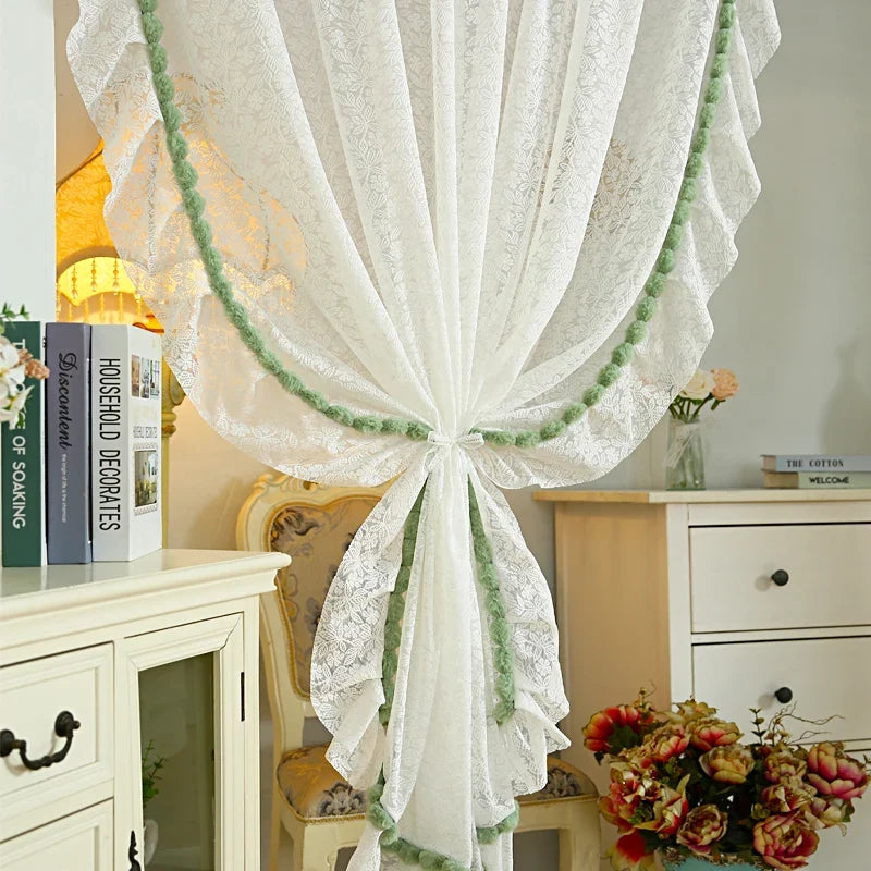 Transparent Lace Door Curtain Bedroom Mosquito Net Bloing Curtain No Punching Required Light Filtering Human Invisible