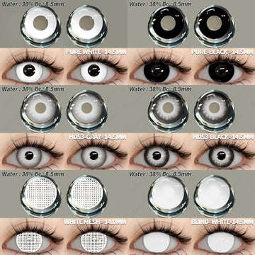 2pcs Cosplay Colored Contact Lenses Crazy White Contact Lenses Anime Black Eye Lenses Halloween Beauty Makeup Lens