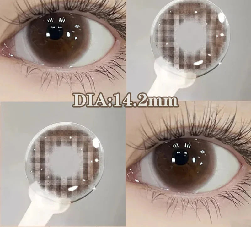 1pair Natural Myopia Lenses Korean Lenses Colored Contact Lenses with Prescription Brown Lenses Soft Grey Beauty Pupil