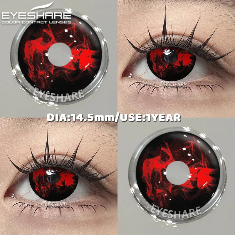 1 Pair red/white cosplay color contact lenses for eyes crazy Halloween Eye makeup Role playing Eye cosmetics color lens