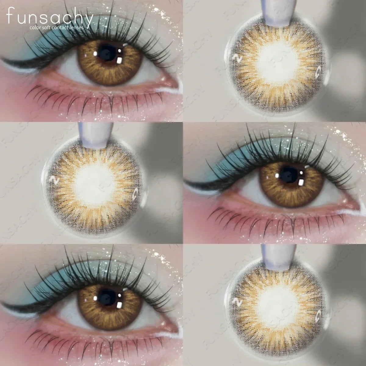 Blue Lenses with Prescription Myopia Colored Contact Lenses for Eye Cosmetic Eye Contacts Lens with Degree Yearly Pupil
