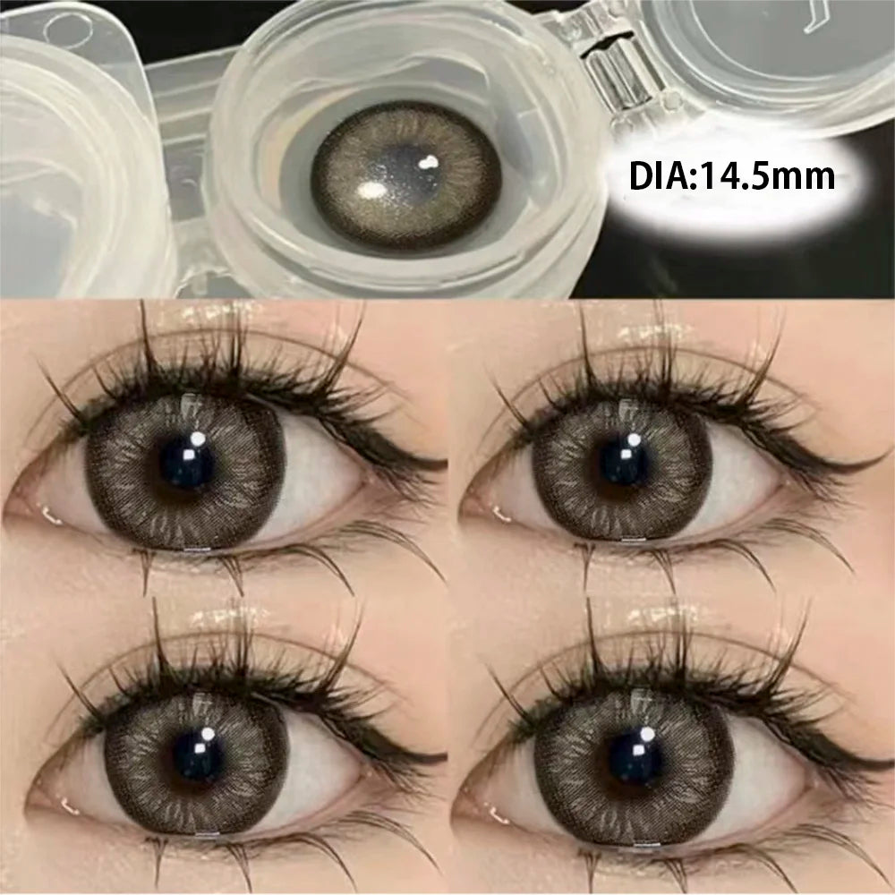 2pcs Contact Lenses With Degree Prescription Colored Pupils for Natural Effect Eyes Black Lenses Yearly Fast Shipping