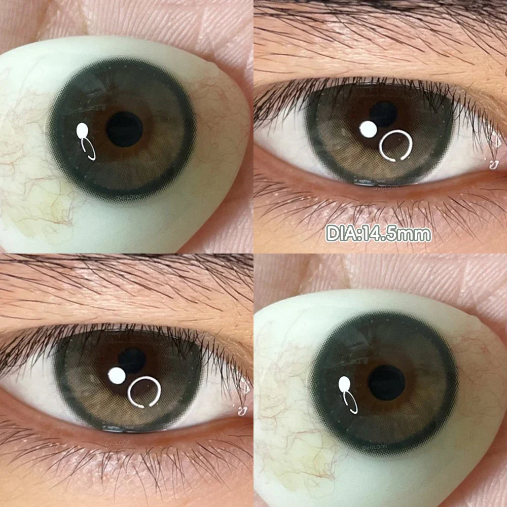 2pcs Natural Green Contact Lenses fo Eyes Beauty Color Pupils Makeup Color Eye Lenses Big Diameter Myopia Lenses