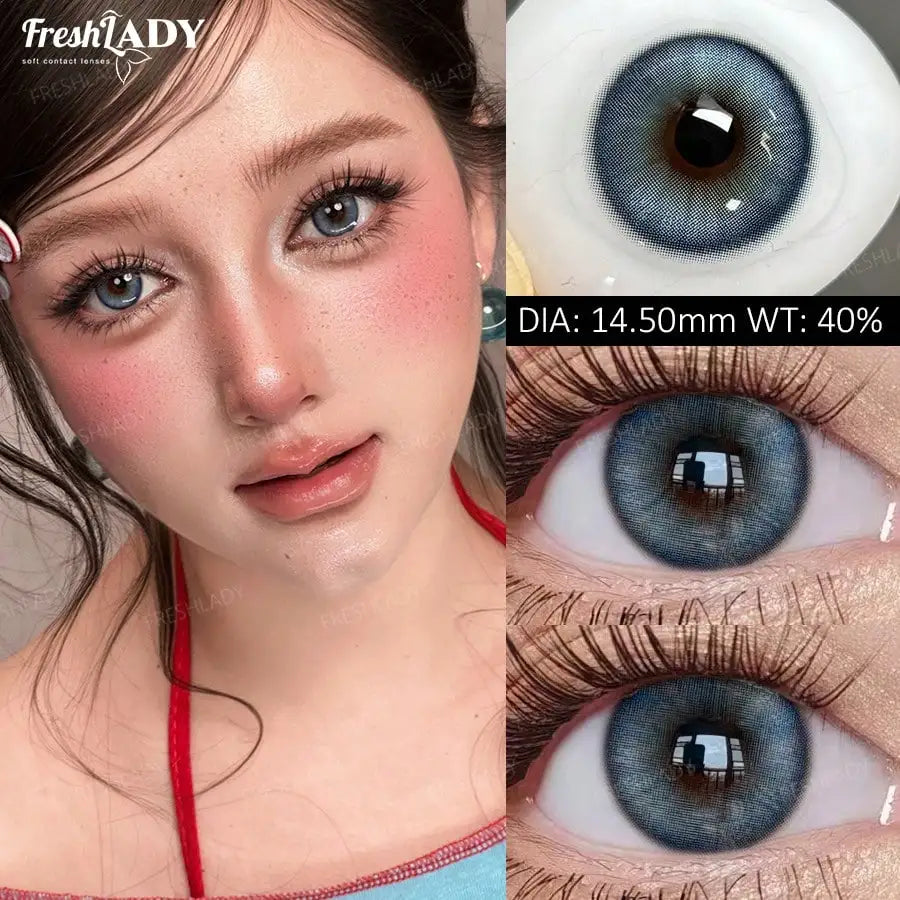 2pcs Glaze Series Colored Contact Lenses Natural Brown Pupils Blue Eyes Lenses Gray Soft Contact Lenses 14.50mm Yearly