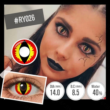 Yearly Use Halloween Contact Lenses For Cosplay Contact Lens Dragon Eye Lens Red/Pink Color Contact Lenses 14.0mm 8.5mm
