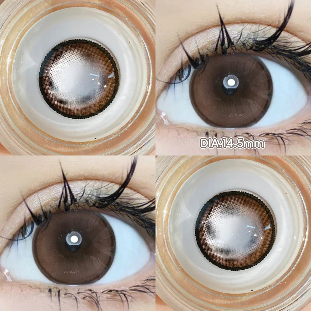 2pcs Natural Green Contact Lenses fo Eyes Beauty Color Pupils Makeup Color Eye Lenses Big Diameter Myopia Lenses