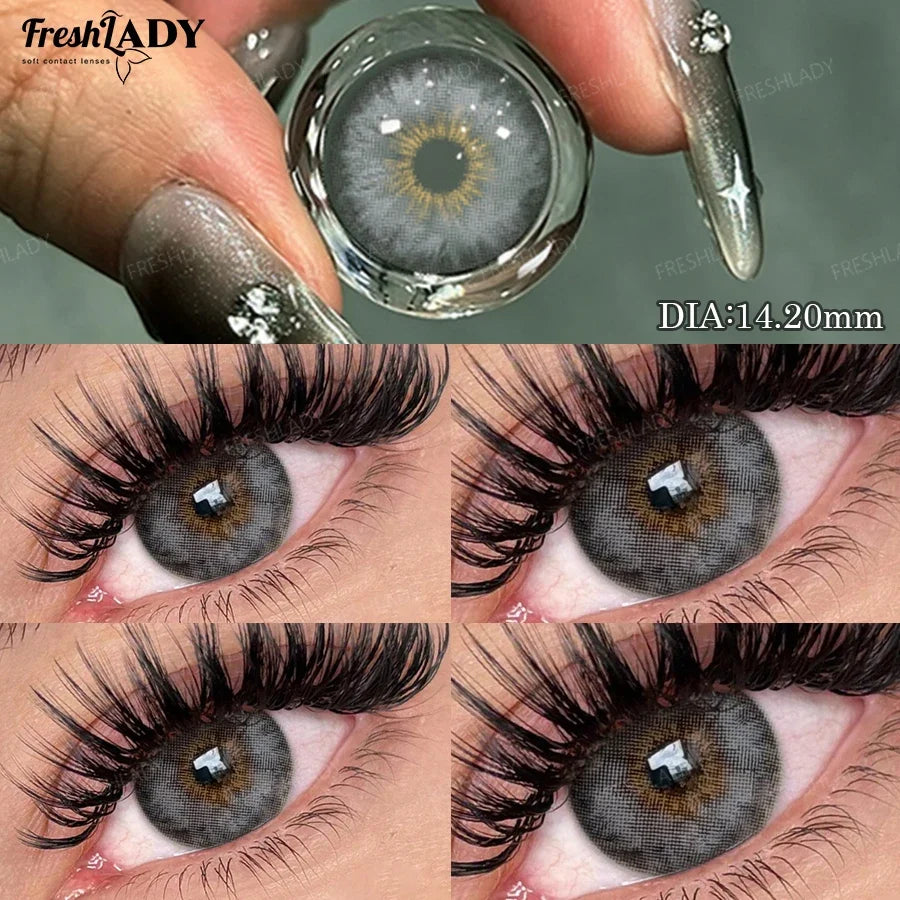 1 Pair Colored Contact Lenses Natural Brown Pupils Eyes Contact lenses Green Soft Contacts 14.20mm