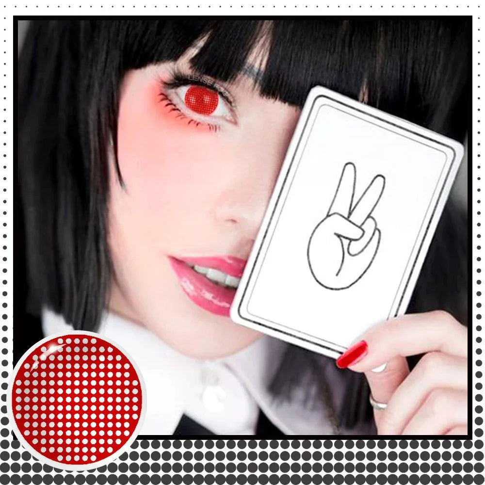 Eye Eyes Color Contacts Colored Contact Lenses Lens Pupil Enlarging Cosplay Anime Black White Blind 2Pcs 1 Year Yearly