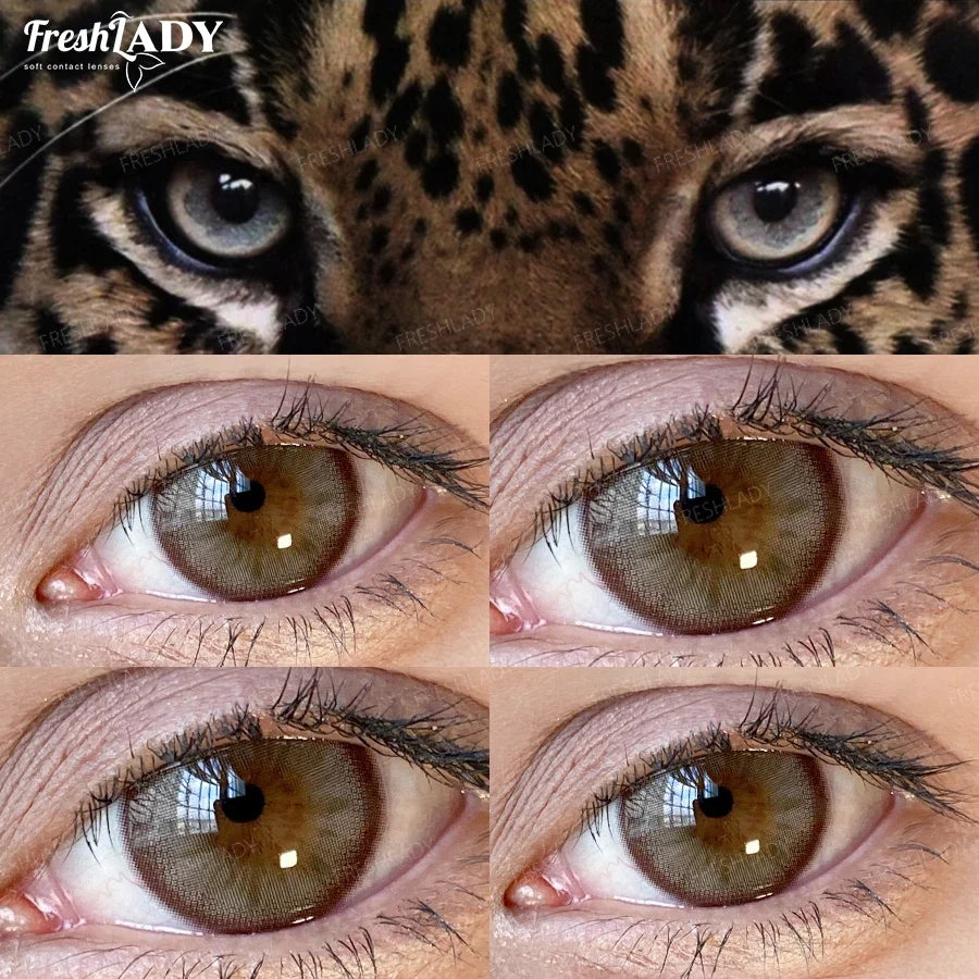 1 Pair Plum Glow Series Colored Contact Lenses Natural Brown Pupils Eyes Contact lenses Gray Soft Contacts 14.20mm