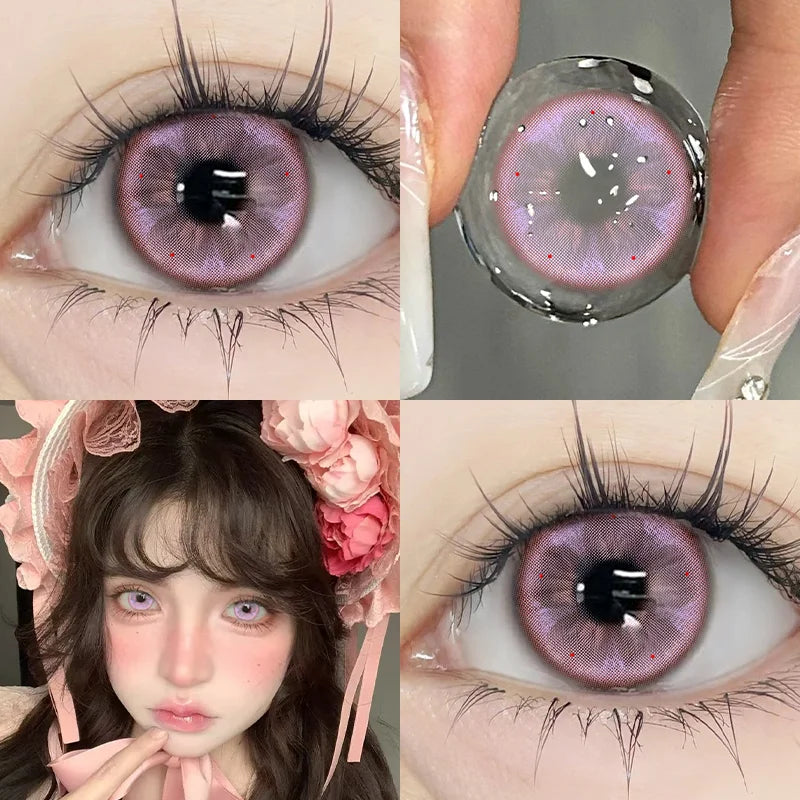 1Pair Colored Contact Lenses Cosplay Red Blue Purple Green Brown Grey Anime Lenses Halloween Beauty Cosmetic for Eye