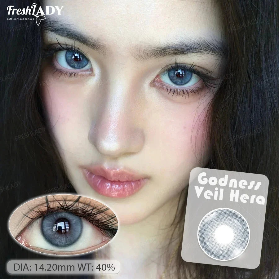 1 Pair Blue Colored Contact Lenses Natural Pupils Eyes Soft lenses Soft Contacts 14.20mm