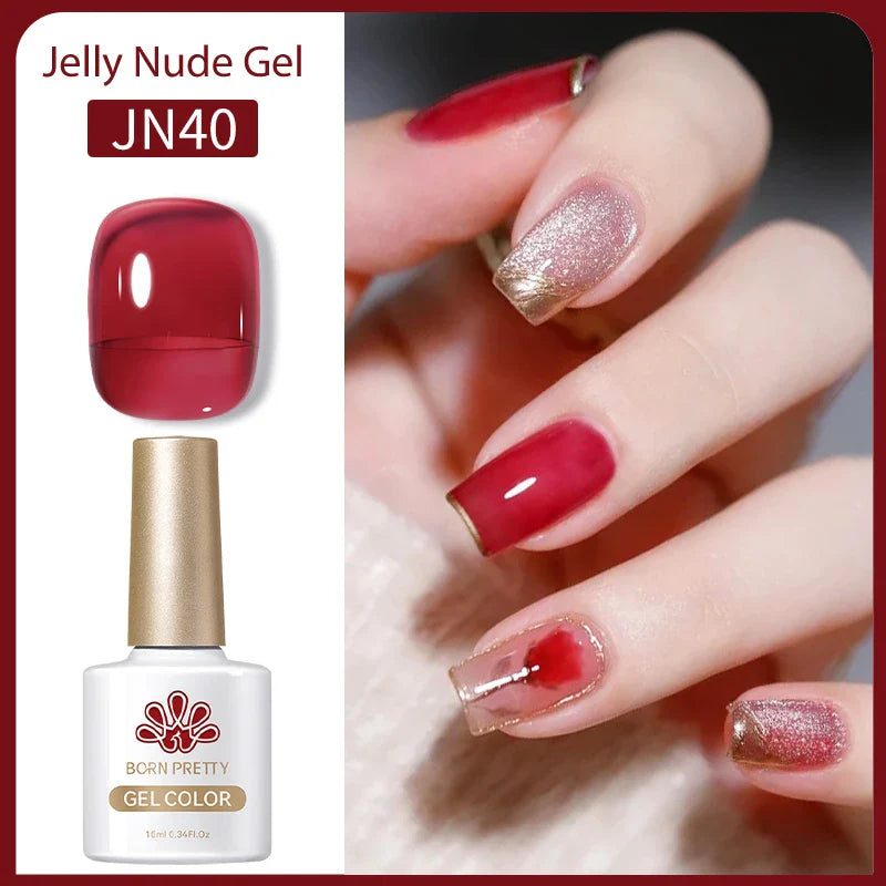 Transparen Gel Nail Polish Pink Jelly Nude Semi Transparent French Nail Camouflage UV Gel Varnish Soak Off Nail Art