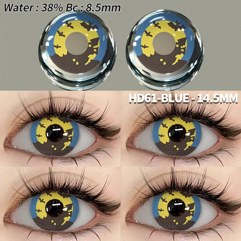 2pcs Cosplay Colored Contact Lenses Anime Contact Lenses Blue Eye Lenses Yearly Crazy Halloween Makeup Colorful Lens