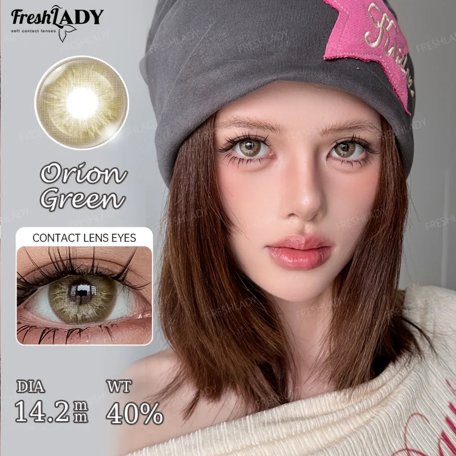 1 Pair Brown Colored Contact Lenses Natural Gray Pupils Eyes Contact lenses Green Soft Contact Lenses 14.20mm