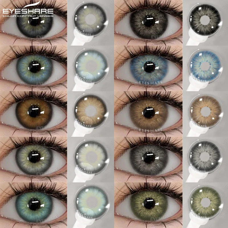 Ikeehome  2Pcs Color Contact Lenses with Eyes Natural Blue Contact Lenses Brown Pupils Beauty Gray Lenses Yearly Green Contacts