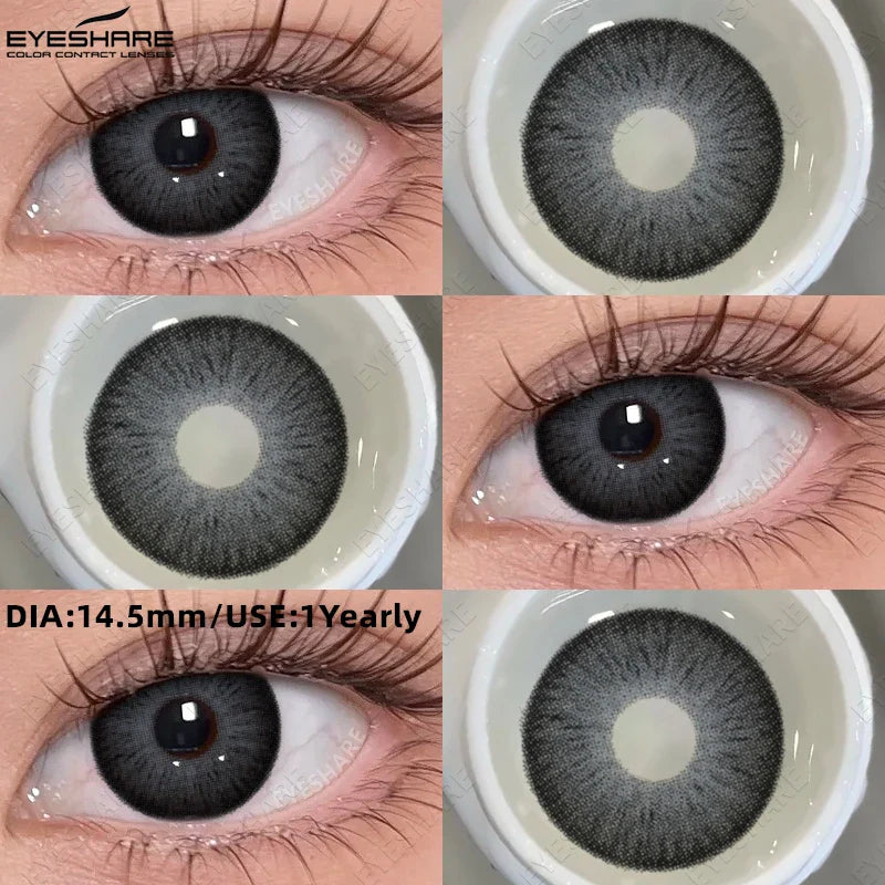 1 Pair Fashion Colored Contact Lenses Popular Natural Gray Brown Beauty Pupils Black Eyes Lens Yearly Blue Eyes Contact