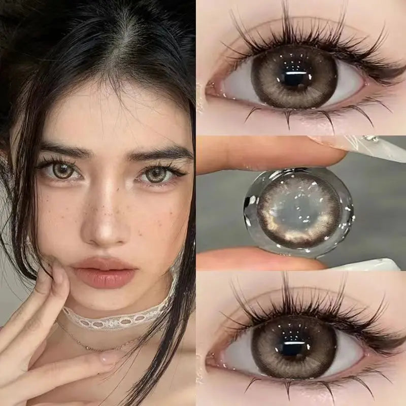 1 Pair Myopia Korean Lenses Natural Black Grey Contact Lenses Fashion Beauty Blue Pupils Cosmetics Hot Sellers Yearly