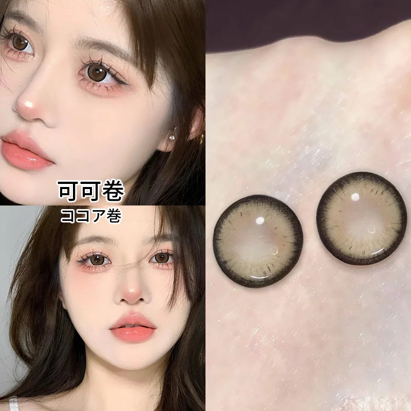 Two Large Black Eye Color Contact Lenses Prescription with Diopter Lenses with Eye Contact Lenses Student Animation Natural