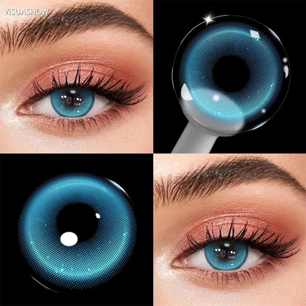 Eye Eyes Color Contacts Colored Contact Lenses Lens Small Pupil Fashion Parties Blue Red 2Pcs 6 Months Half Year Use