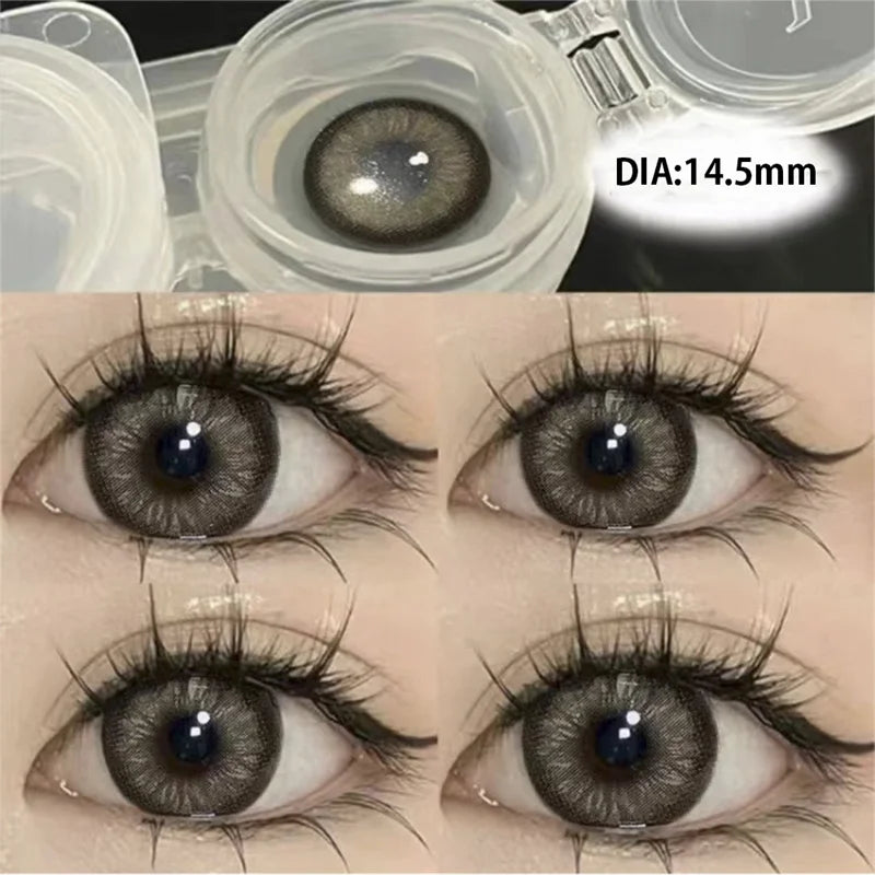 1 Pair High Quality Myopia Colored Contact Lenses Black Large Diameter Lenses Natural Soft Beauty Pupil New Fast Shipping