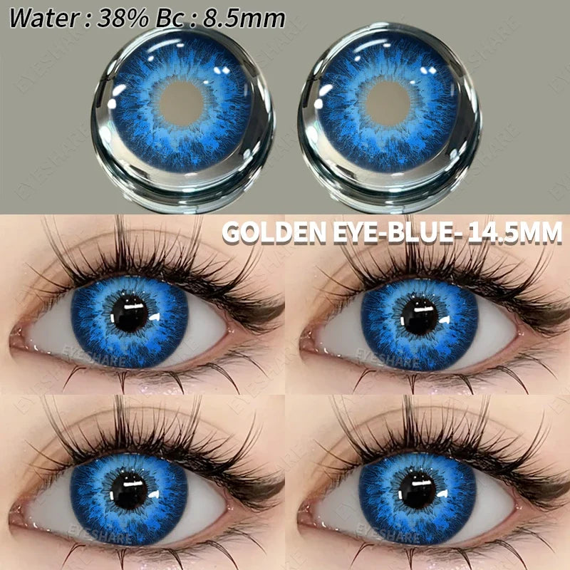 1pair Eyes Lenses for Eyes Blue Lneses Beauty Makeup Yellow Eye Contact Lenses Cosmetic Color Lens Eyes