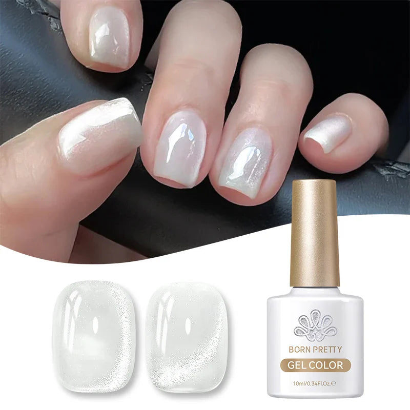10ml Leopard Cat Magnetic Eye Gel Nail Polish Autumn Night Coffee Brown Glass Beads Soak Off UV LED Manicure Nail Ar