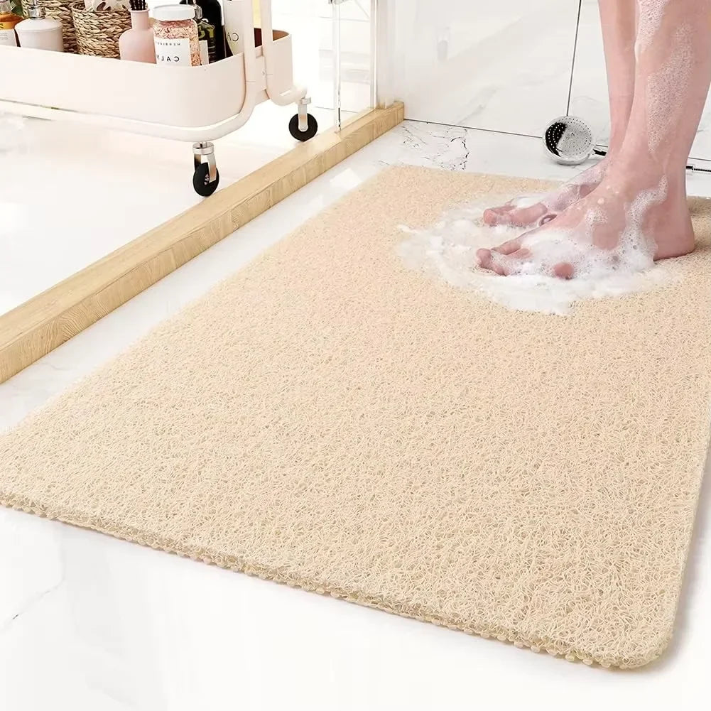 1pcs Shower Mat Bathtub Mat,24x16 inch, Non-Slip Bath Mat with Drain, Quick Drying PVC Loofah Bathmat for Tub Shower,Bathroom