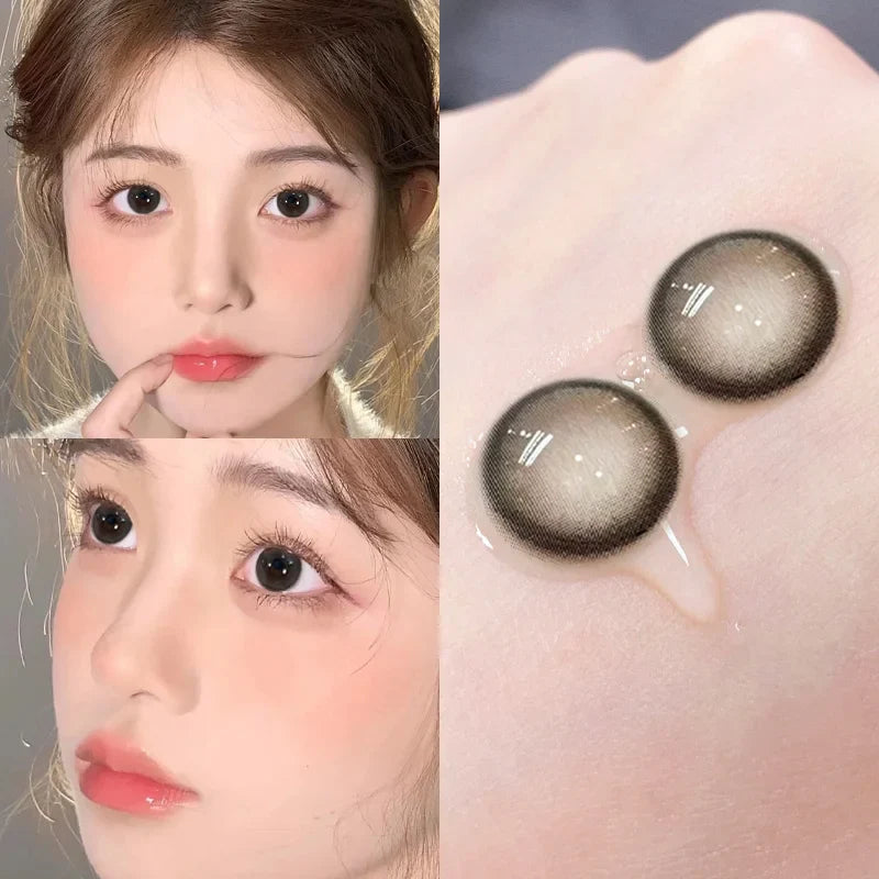 Two Pairs of Large Diameter Black Eye Color Contact Lenses Prescription Myopic Band Diopter Lenses Eye Use Cosmetics Naturally