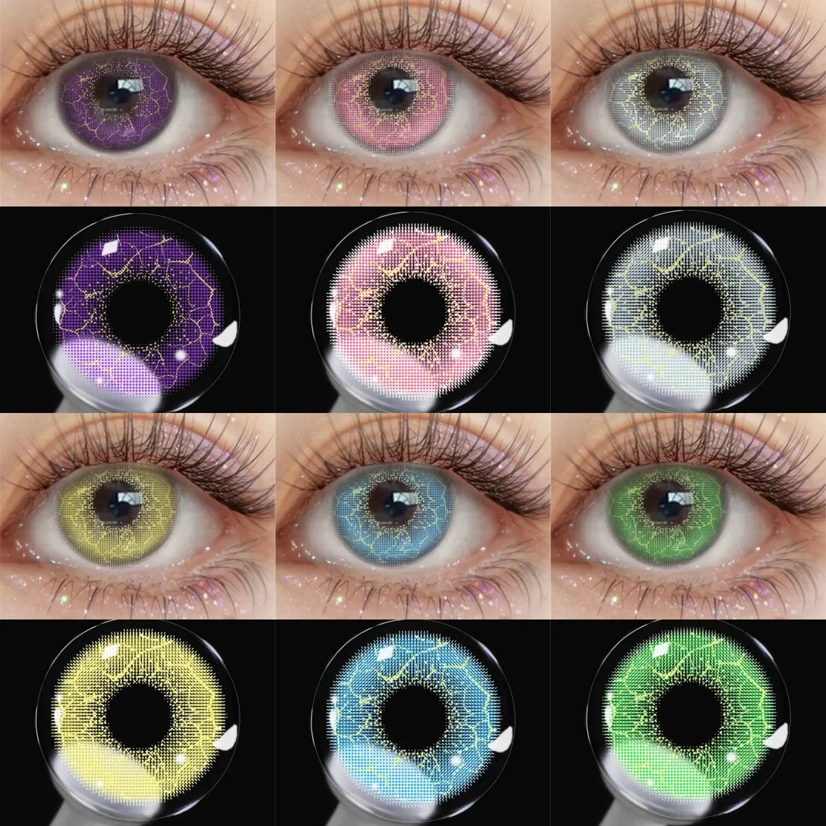 6 Months Disposable Kawaii Green Anime Cosplay Colored Contact Lenses for Coser Daily Party Eye Beauty Soft Contacts