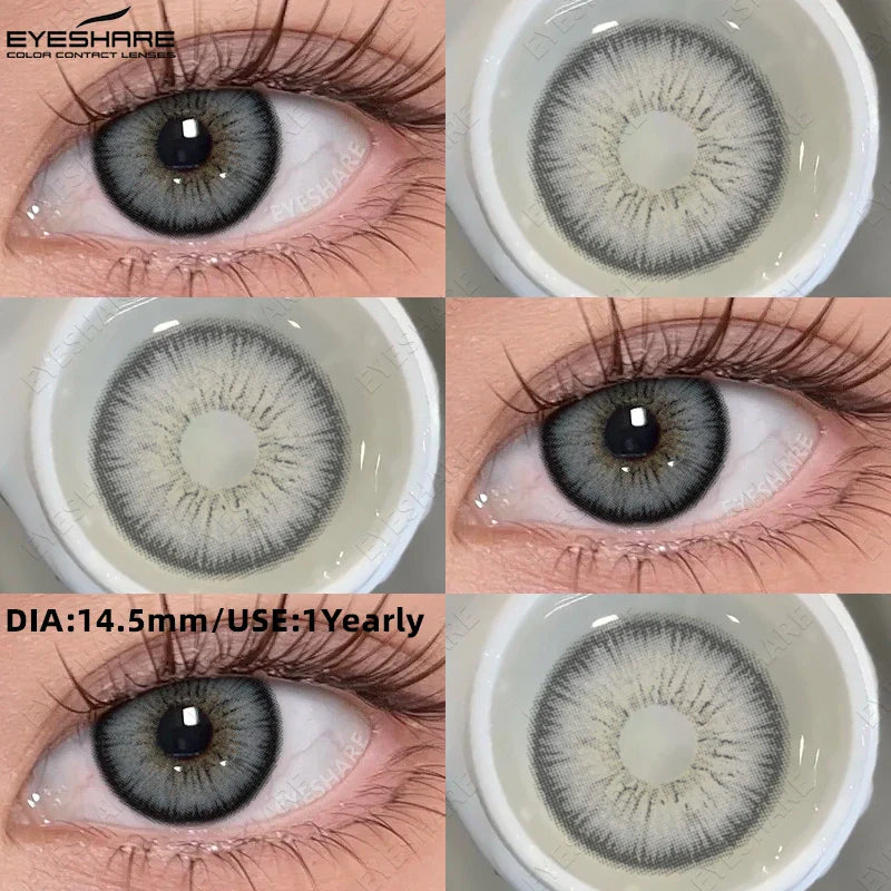 1 Pair Fashion Colored Contact Lenses Popular Natural Gray Brown Beauty Pupils Black Eyes Lens Yearly Blue Eyes Contact